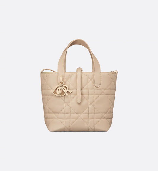 Small Toujours Vertical Tote Bag Powder Beige Macrocannage Calfskin